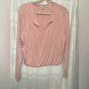 Pink double line zipper cleavage top